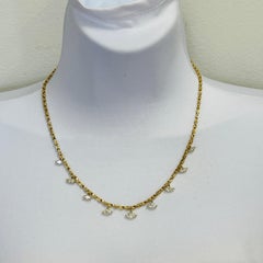 White Diamond Marquise Dangle Necklace in 14K Yellow Gold