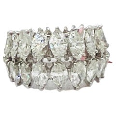 White Diamond Marquise Double Row Eternity Band Ring in Platinum