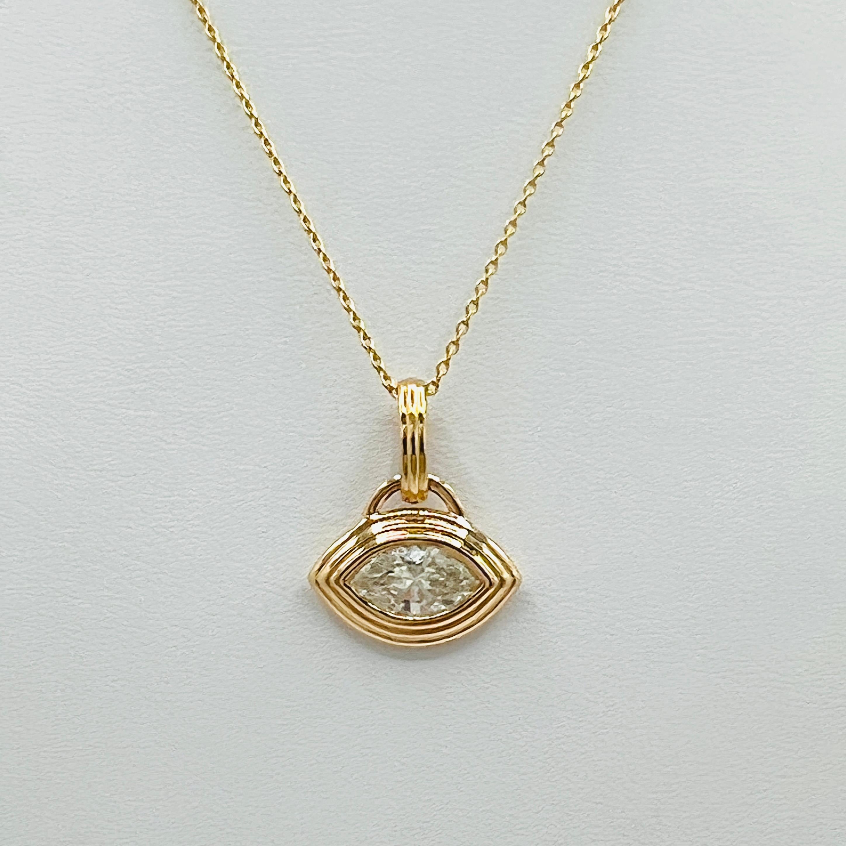 Colgante Marquesa de Diamante Blanco en Oro Amarillo de 18 K en venta 6