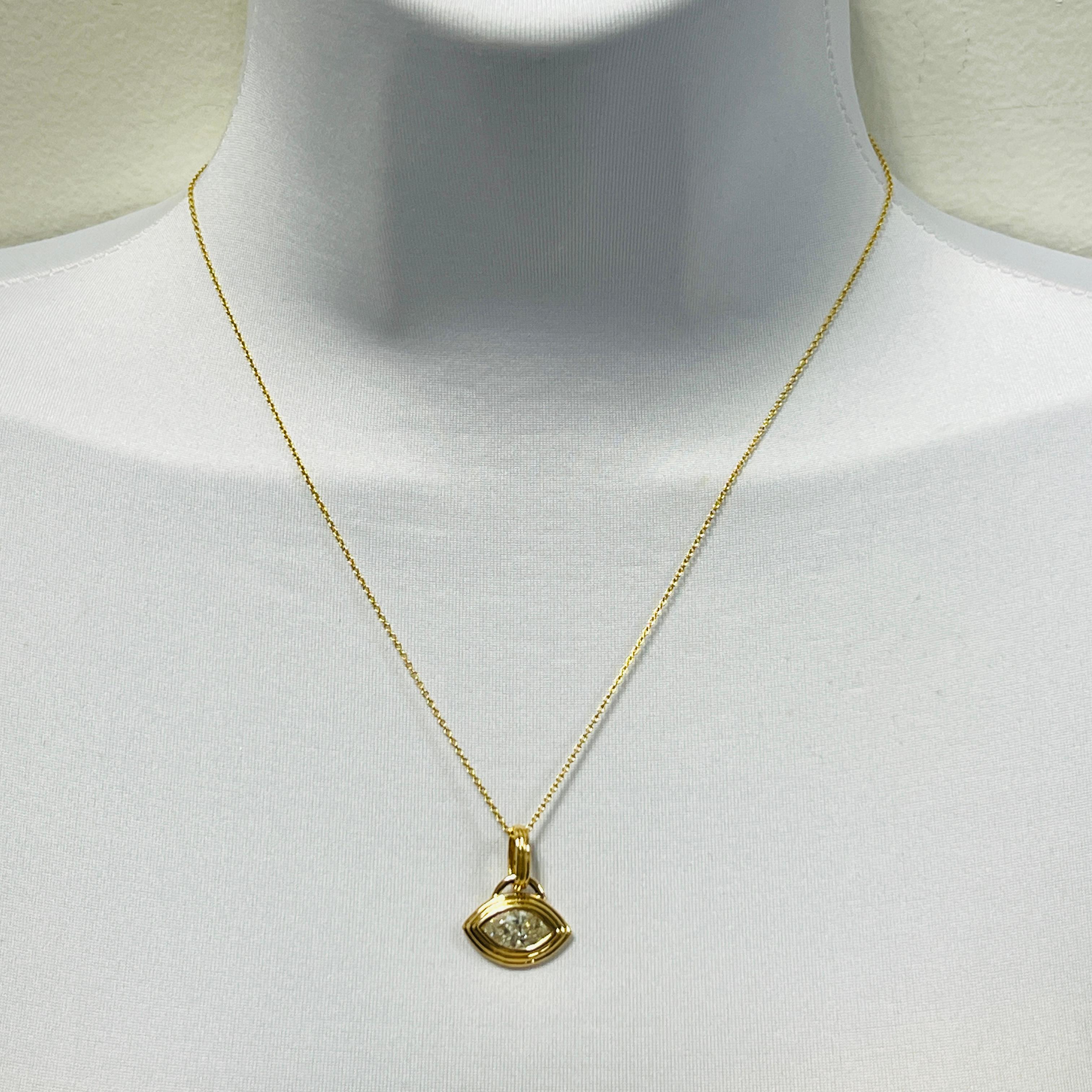 Colgante Marquesa de Diamante Blanco en Oro Amarillo de 18 K en venta 7