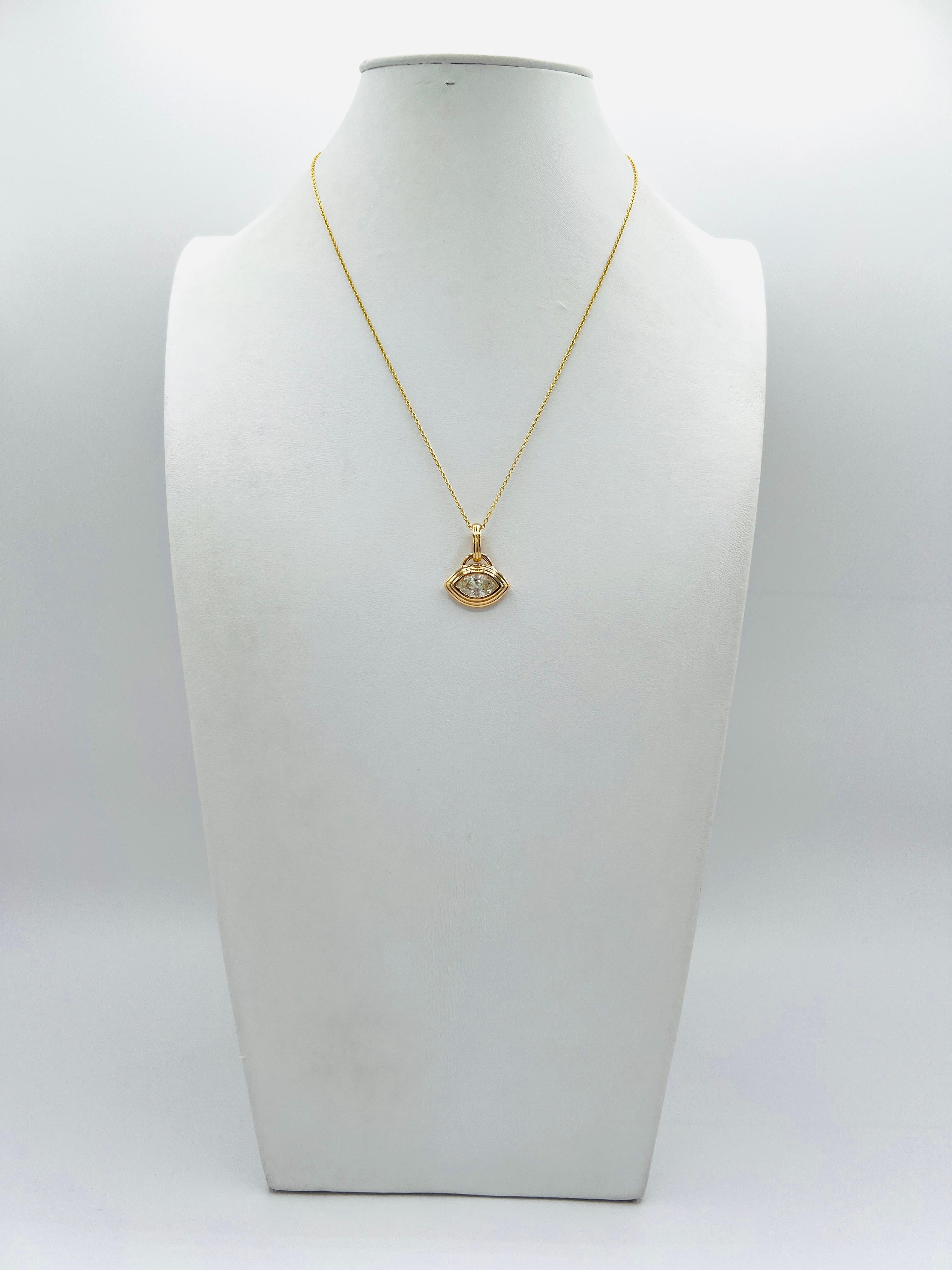 Colgante Marquesa de Diamante Blanco en Oro Amarillo de 18 K en venta 11