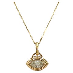 Pendentif Marquise en or jaune 18 carats, diamant blanc