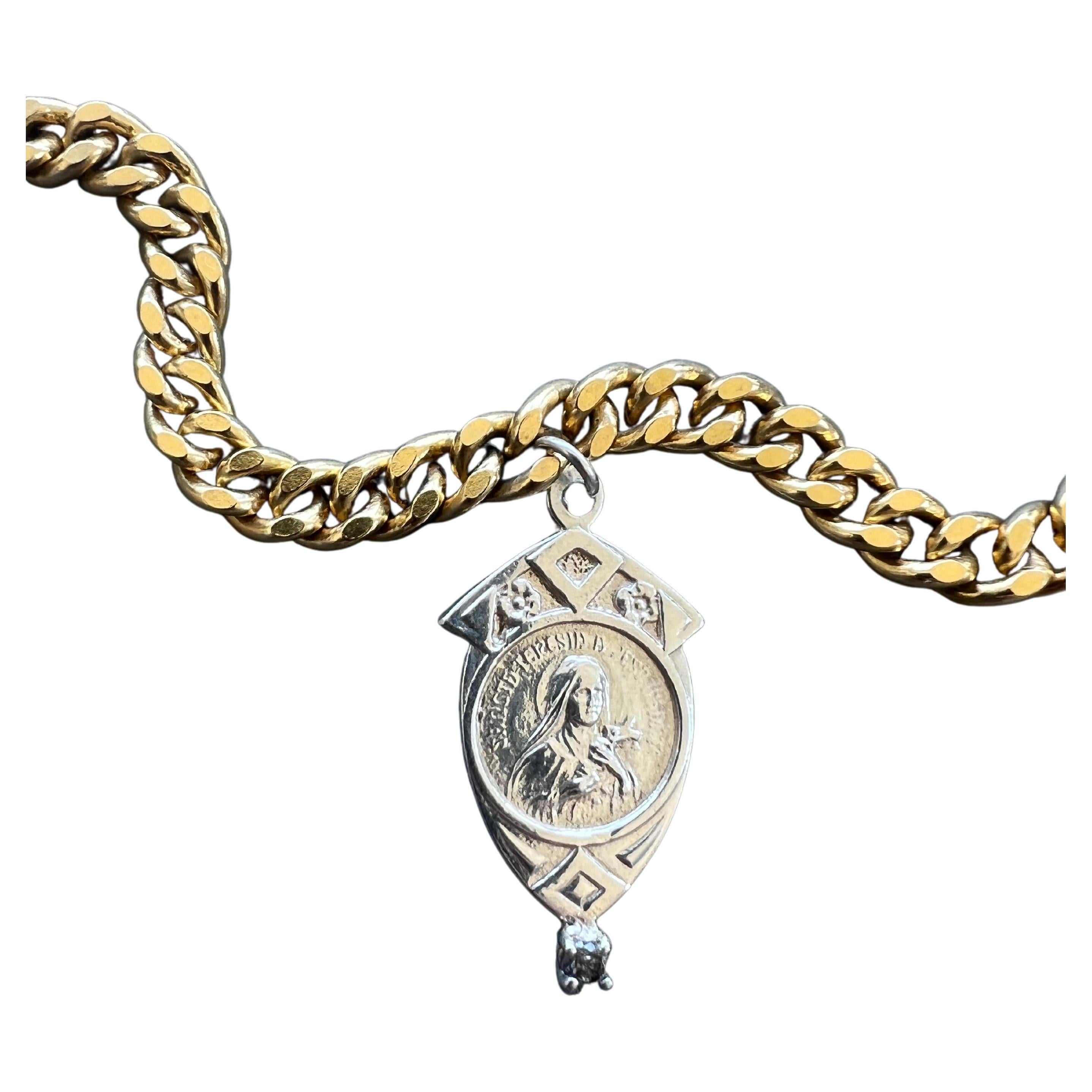 White Diamond Pendant Virgin Mary Sterling Silver Chain Choker Necklace 