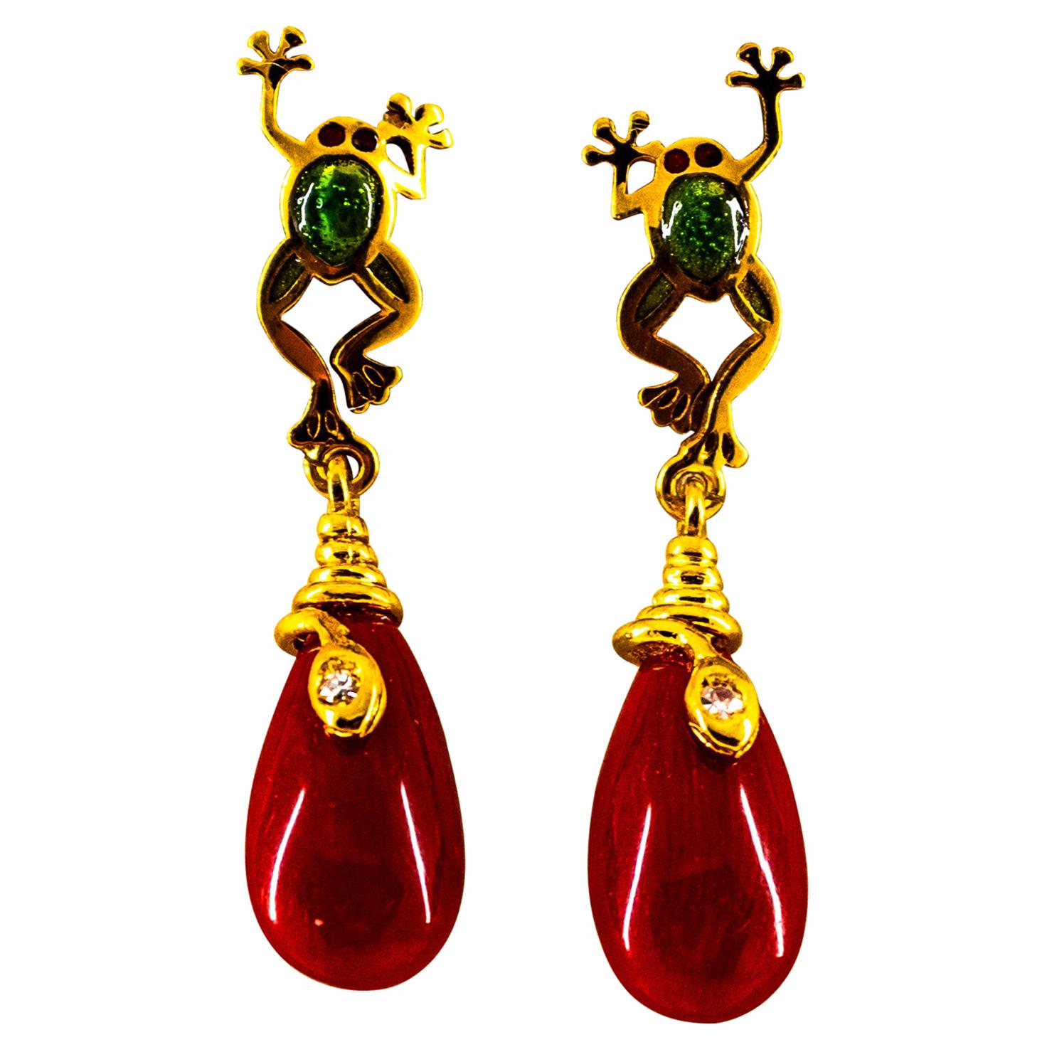 Bernard K. Passman Black Coral and Diamonds Gold Earrings at 1stDibs ...