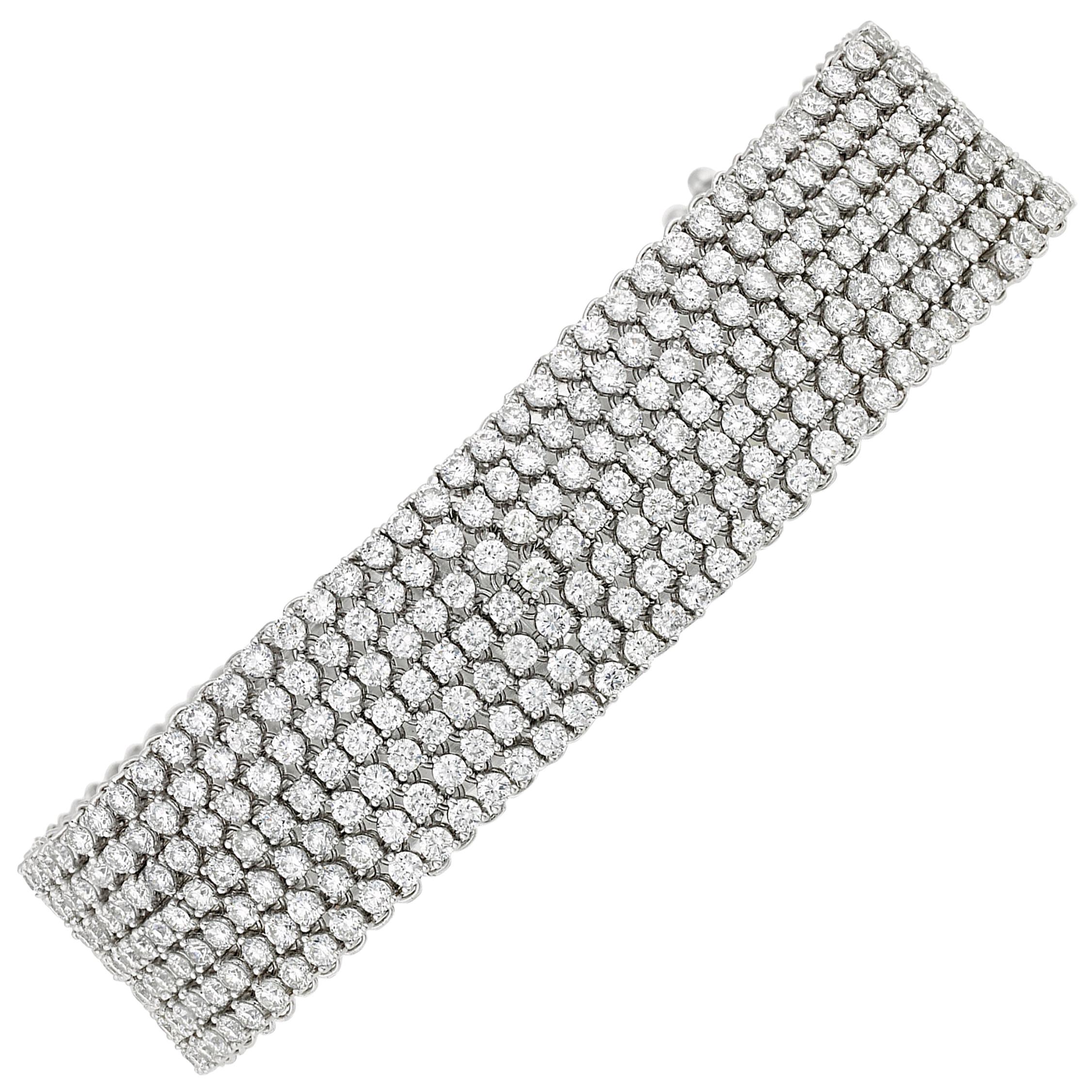 White Diamond Mesh Bracelet, 15.18 Carat