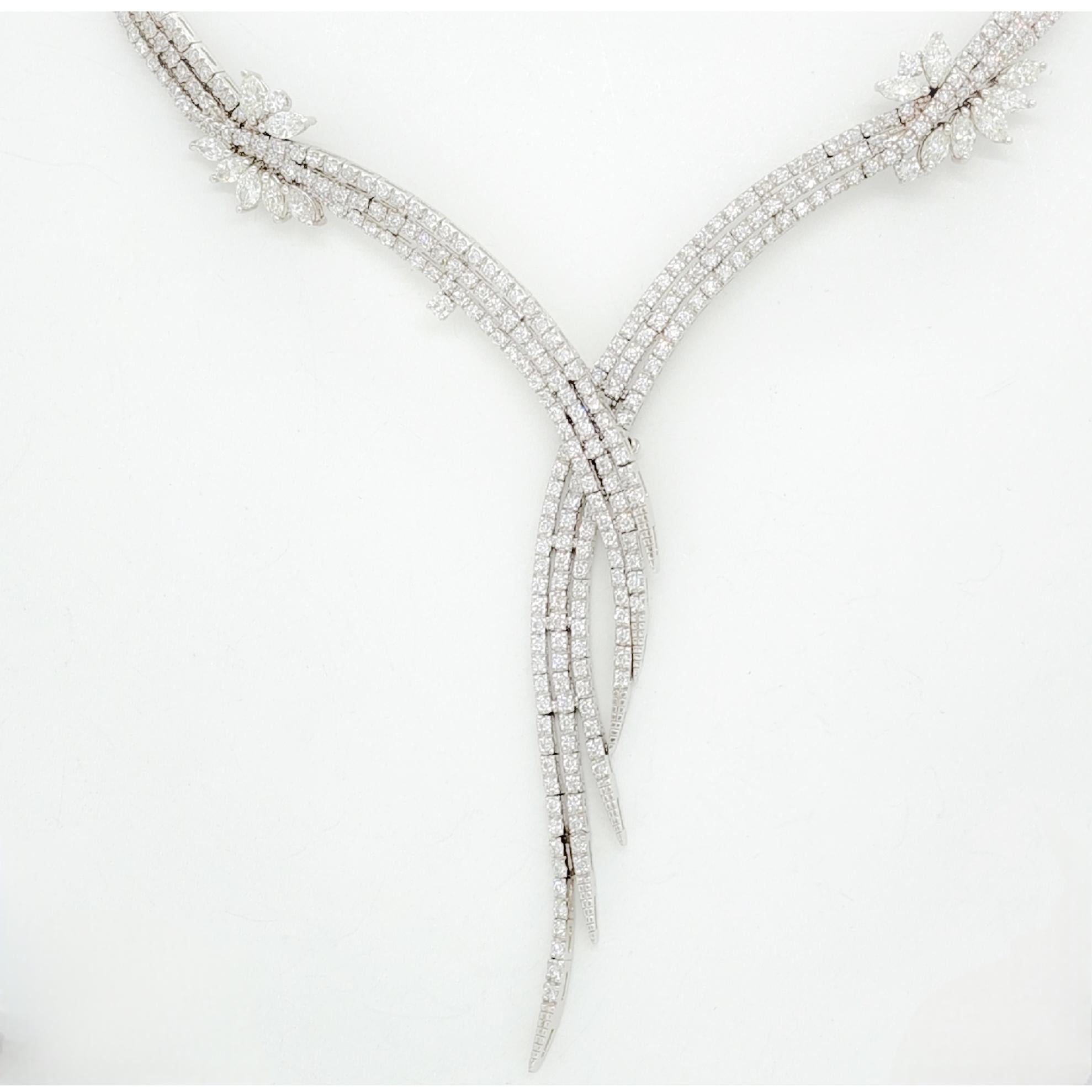 Weiße Diamant-Halskette aus 14k Weißgold (Rundschliff) im Angebot