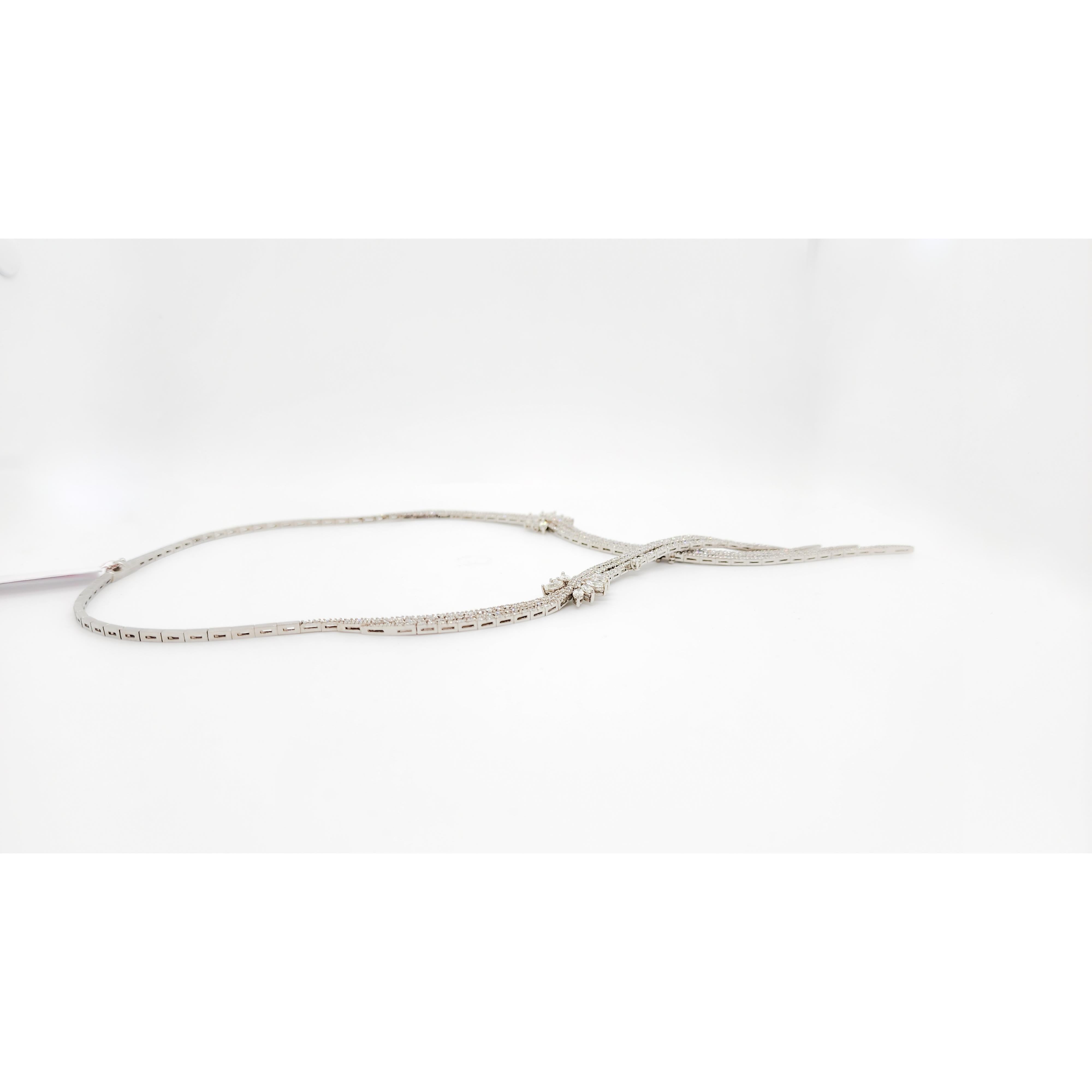 White Diamond Necklace in 14k White Gold For Sale 2