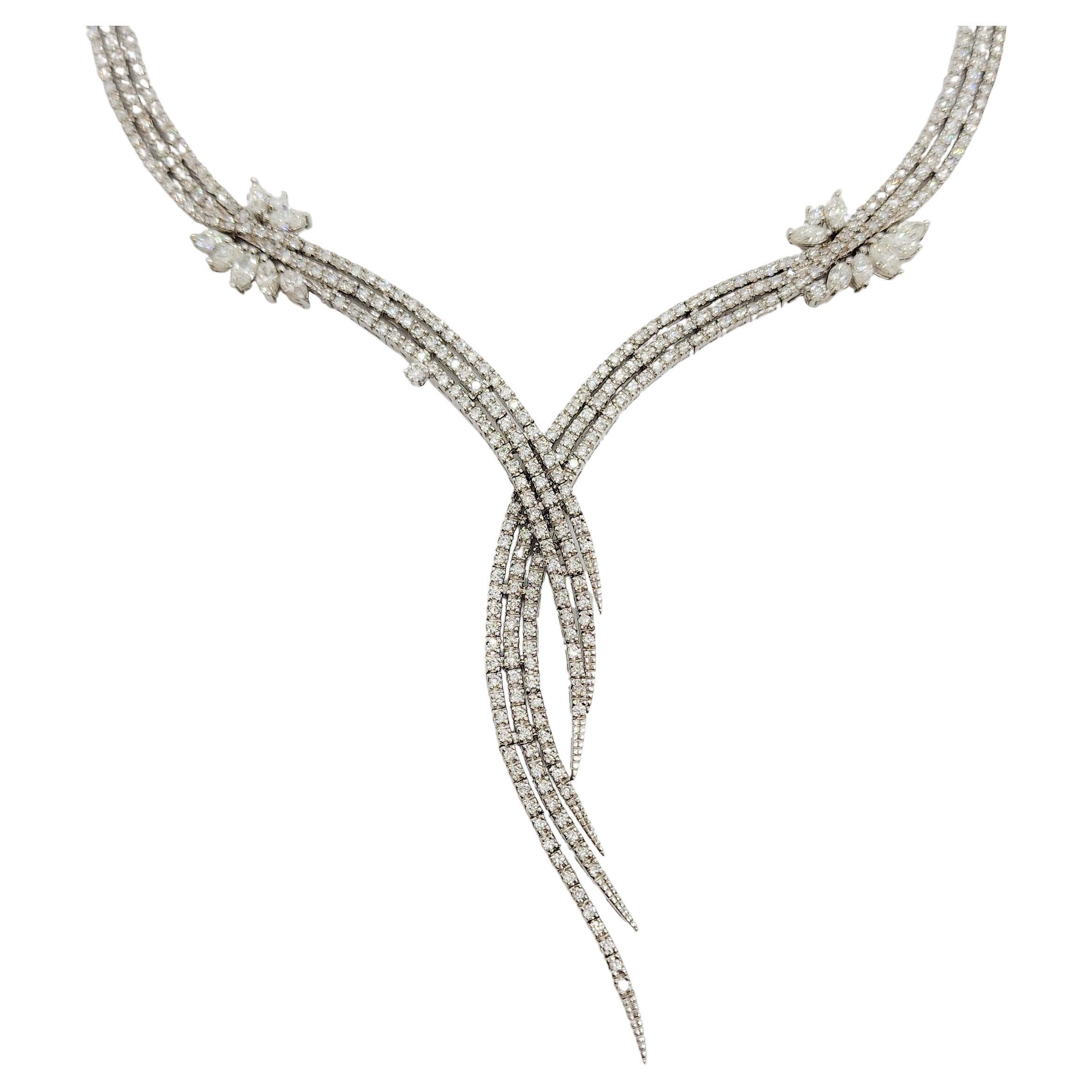 White Diamond Necklace in 14k White Gold For Sale