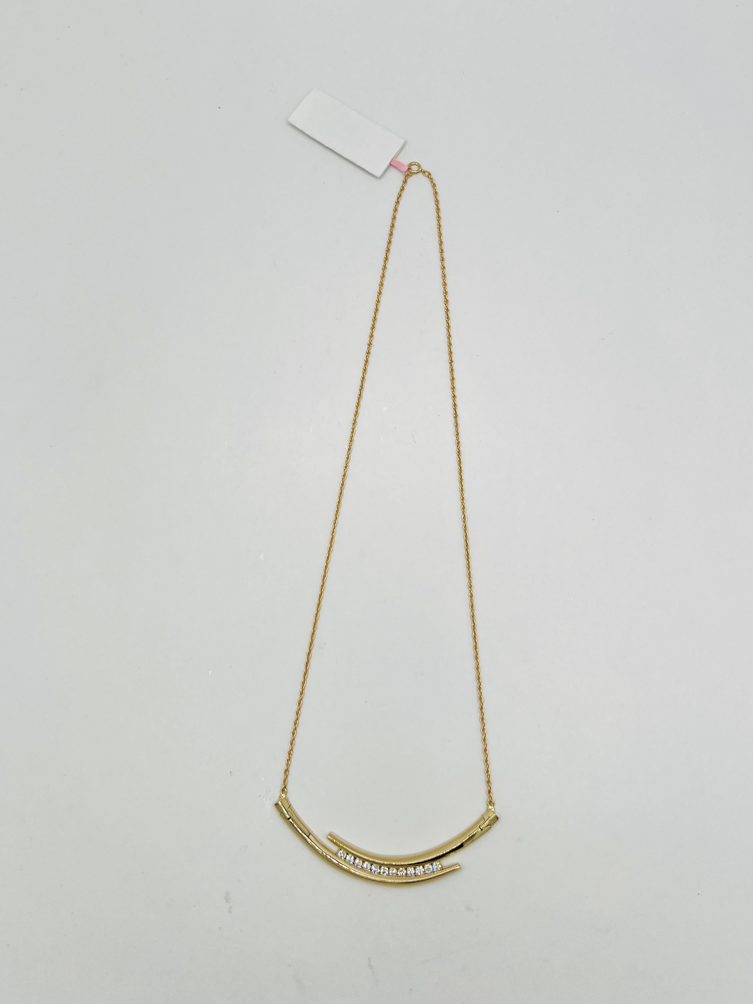Collier de diamants blancs en or jaune 14 carats Neuf - En vente à Los Angeles, CA