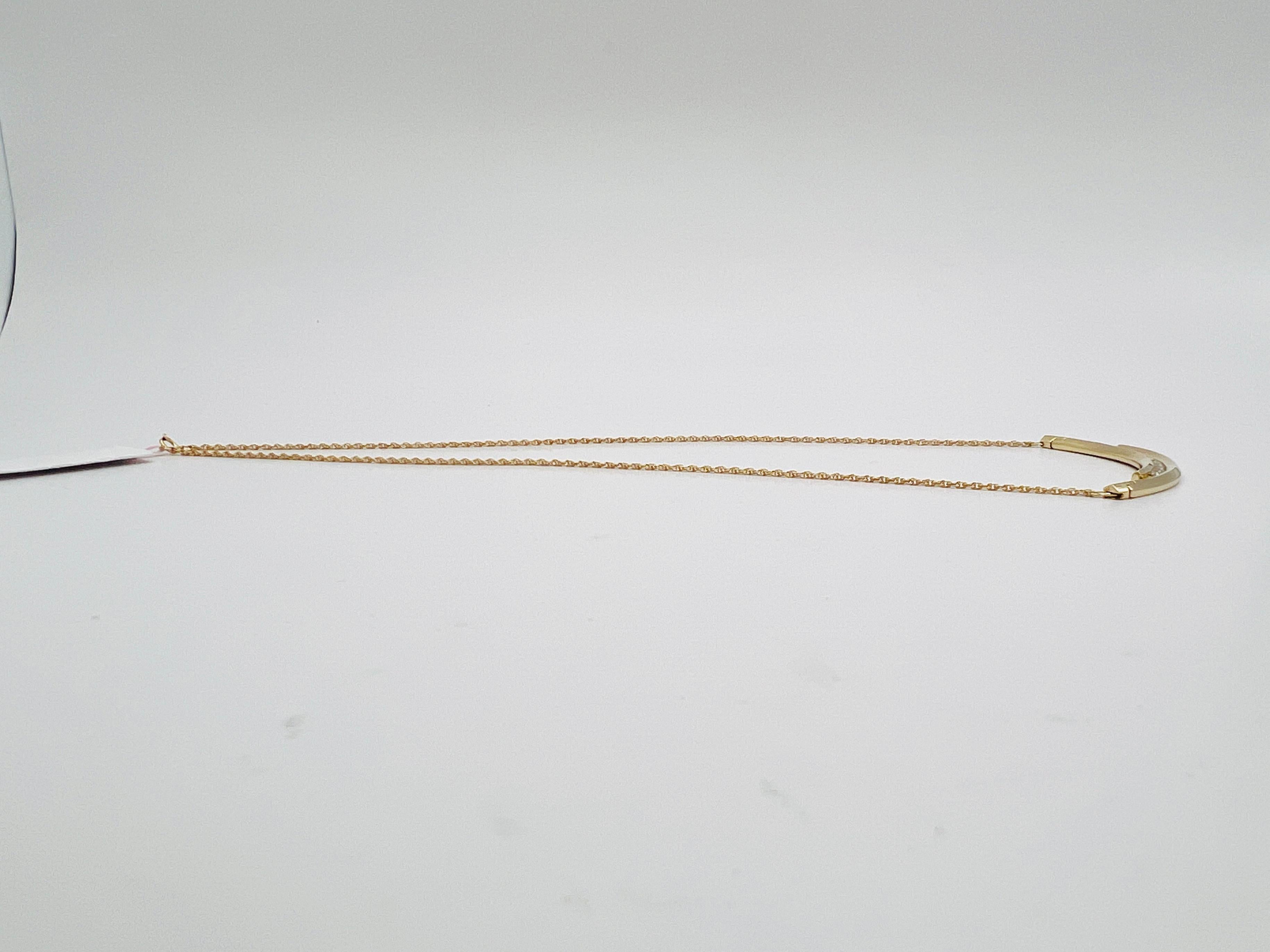Collier de diamants blancs en or jaune 14 carats Unisexe en vente