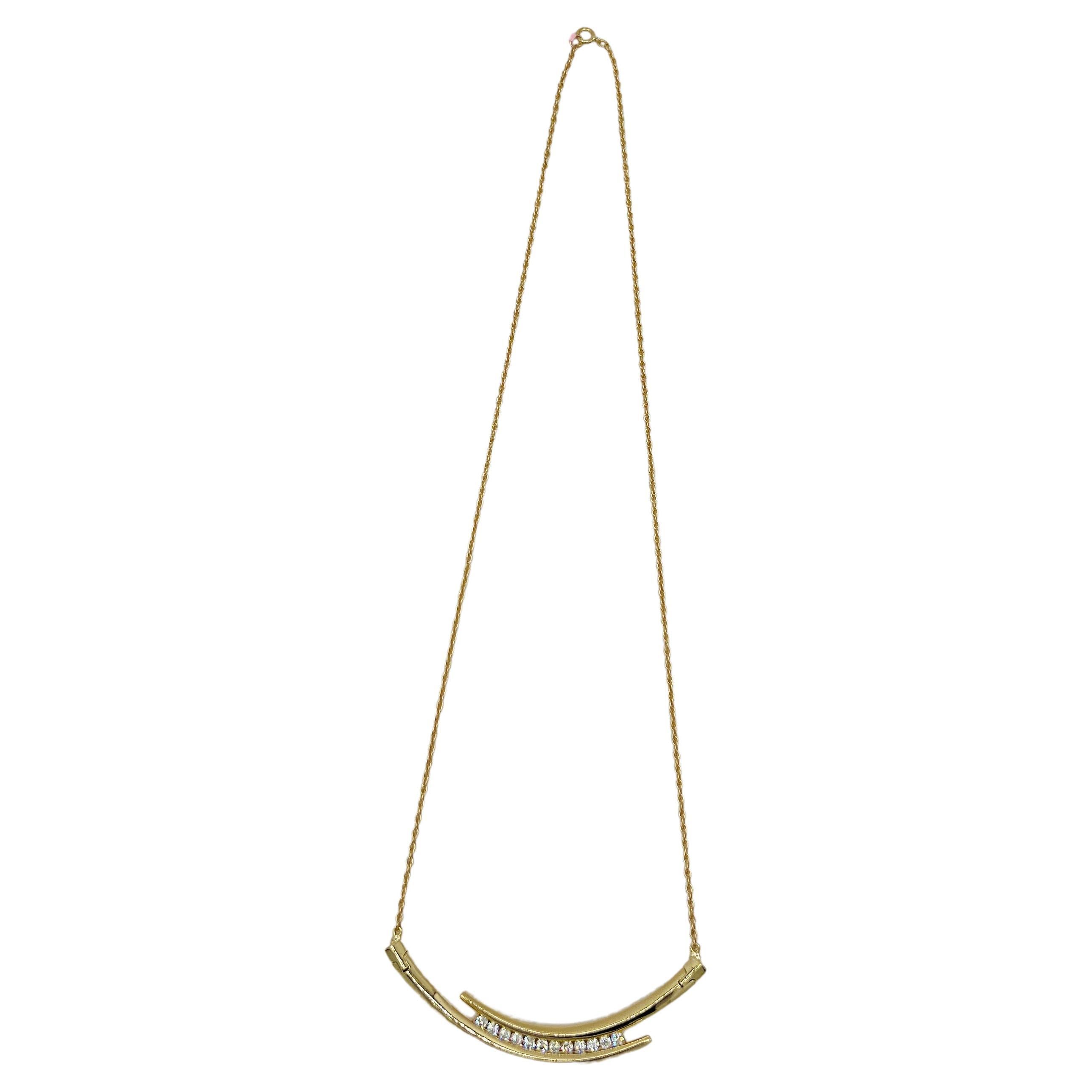 White Diamond Necklace in 14K Yellow Gold