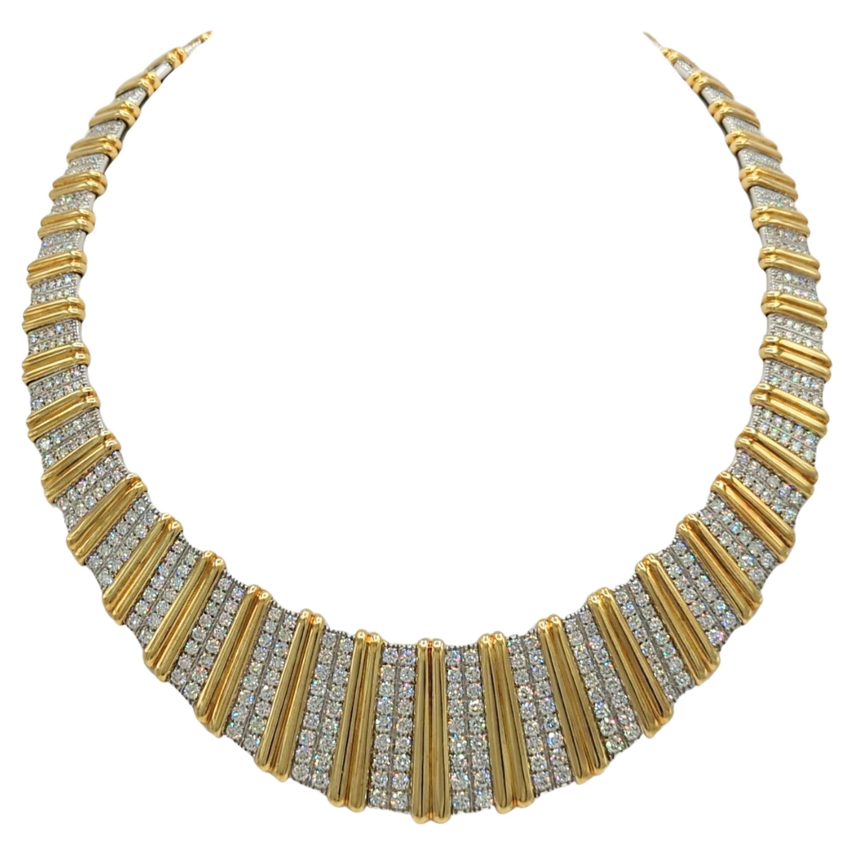 White Diamond Necklace in 18K 2 Tone Gold