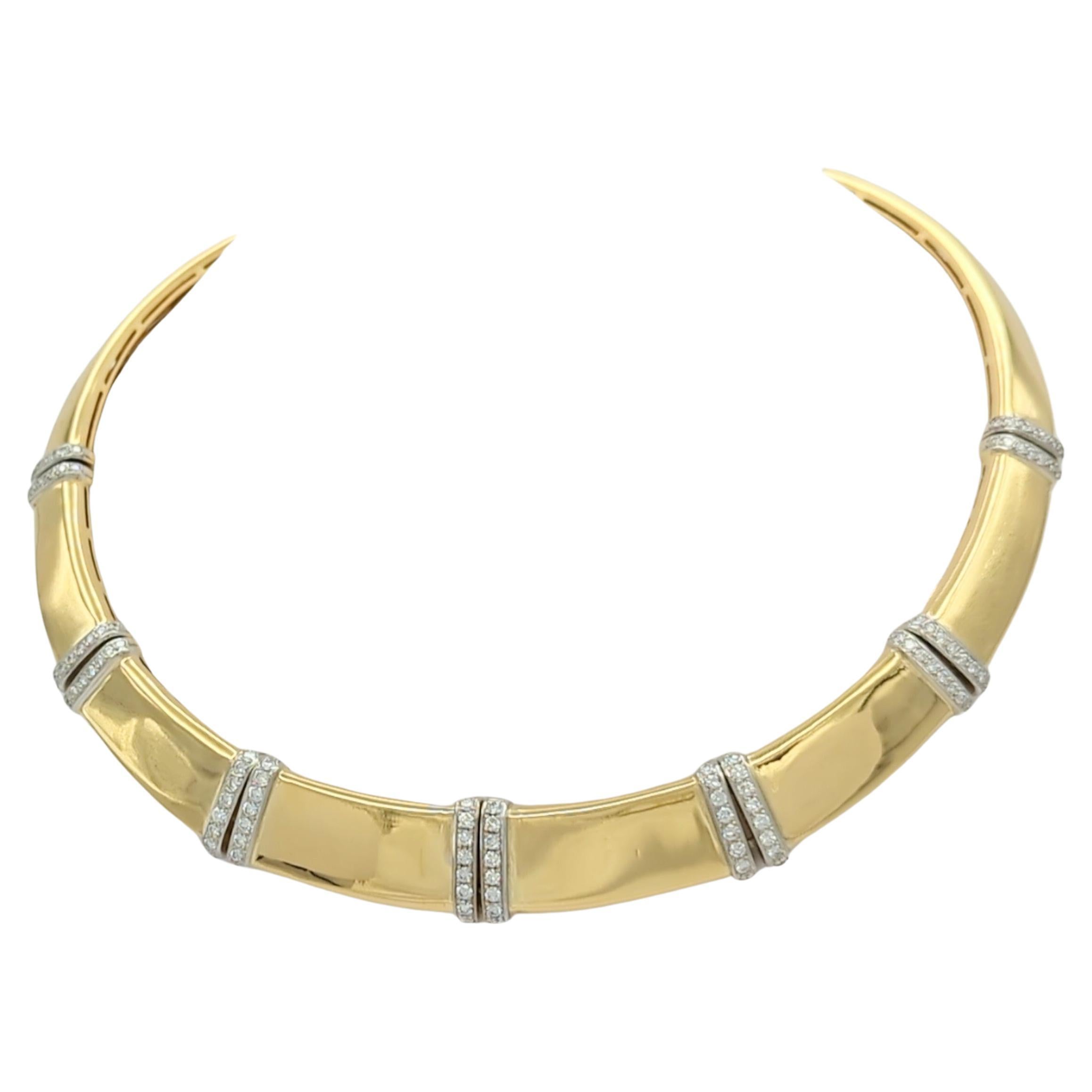 White Diamond Necklace in 18K 2 Tone Gold For Sale