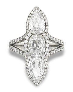White Diamond North-South Ring, 3.04 Carat