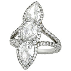 White Diamond North-South Ring, 3.04 Carat