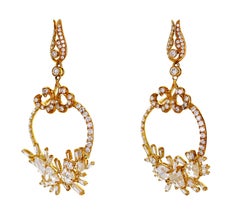 White Diamond Old European Cut Dangle Earring