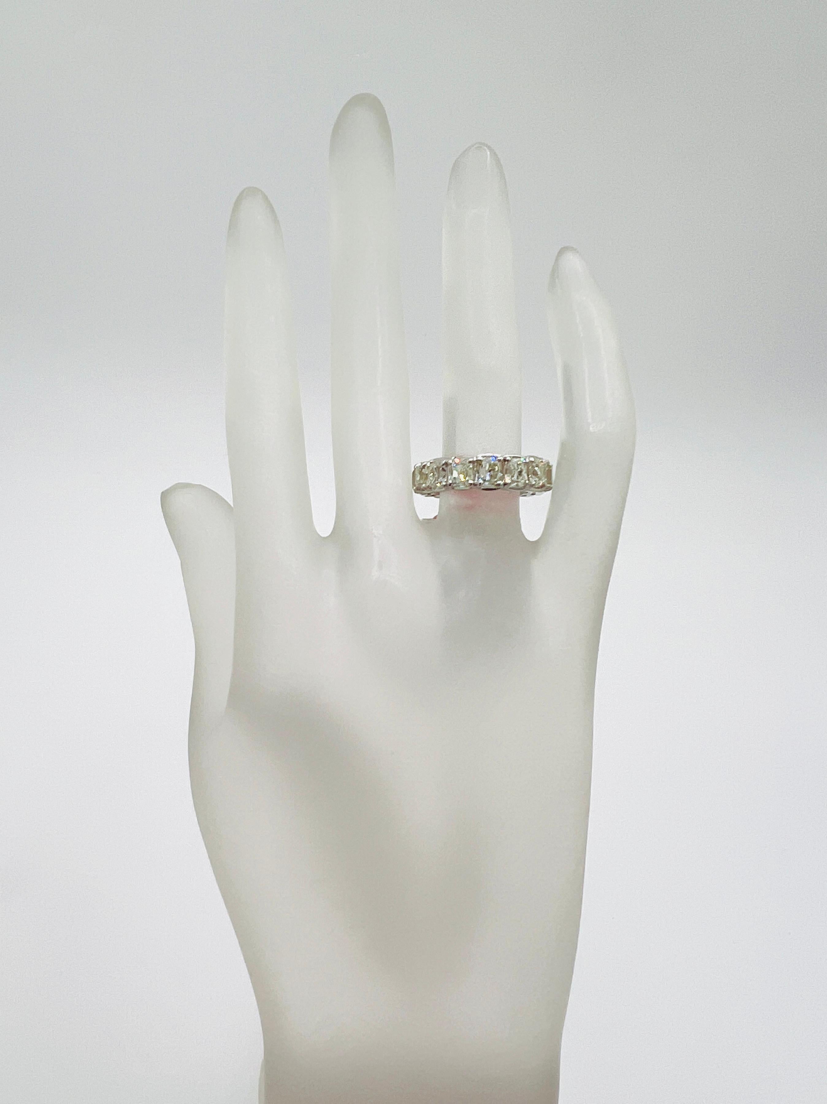White Diamond Old European Cut Eternity Band Ring in Platinum In New Condition For Sale In Los Angeles, CA