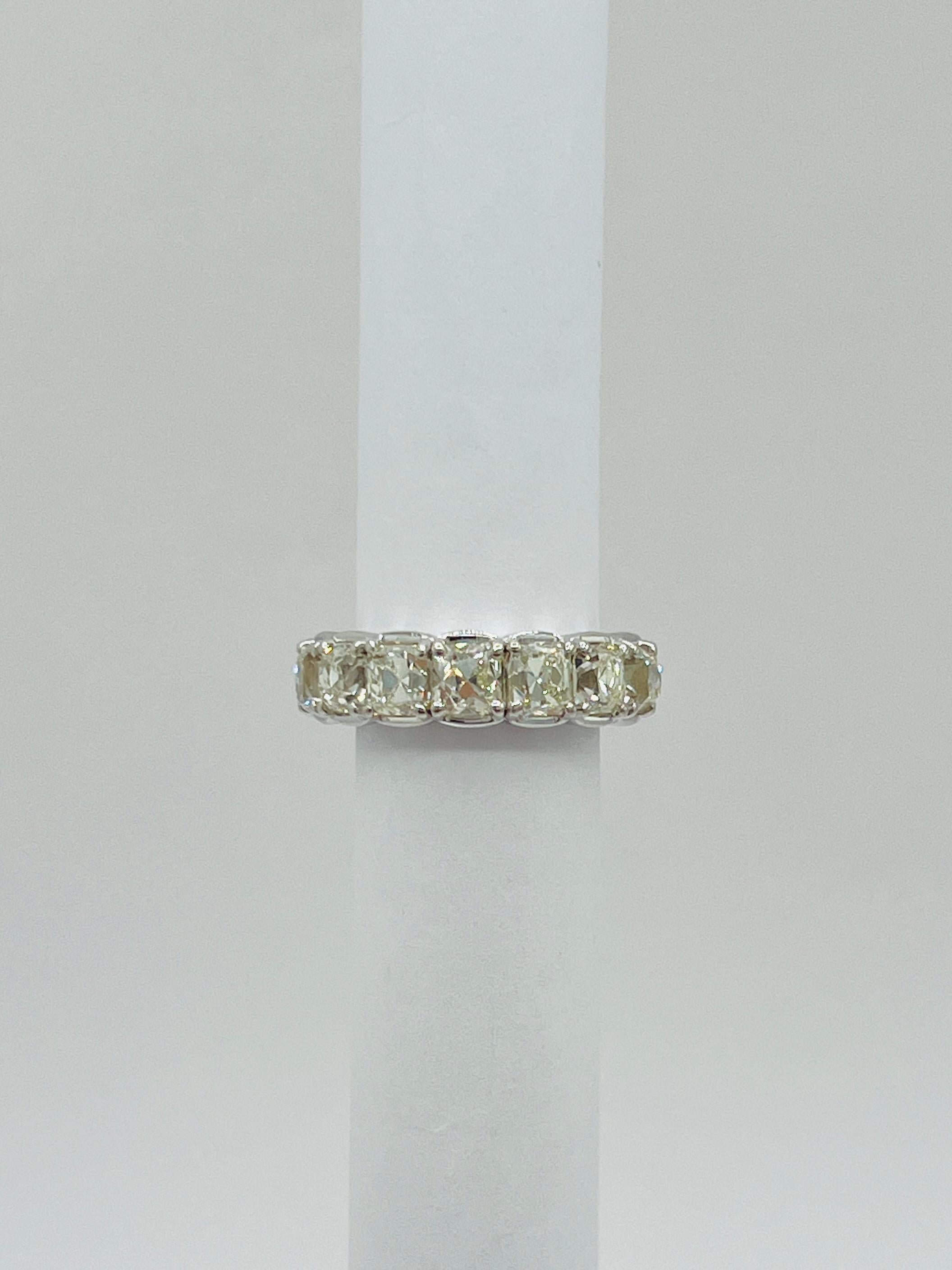 Women's or Men's White Diamond Old European Cut Eternity Band Ring in Platinum For Sale