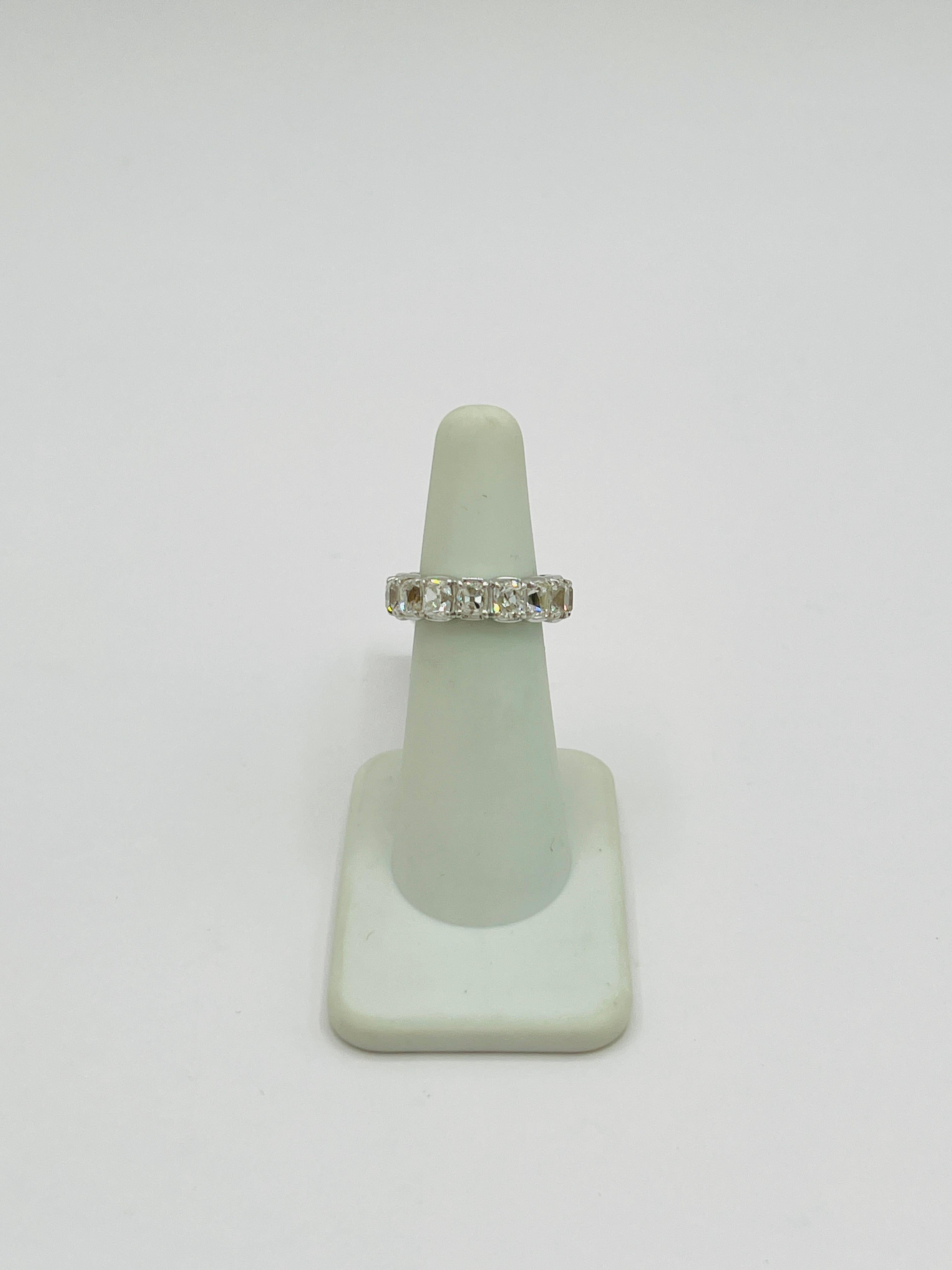 White Diamond Old European Cut Eternity Band Ring in Platinum For Sale 1