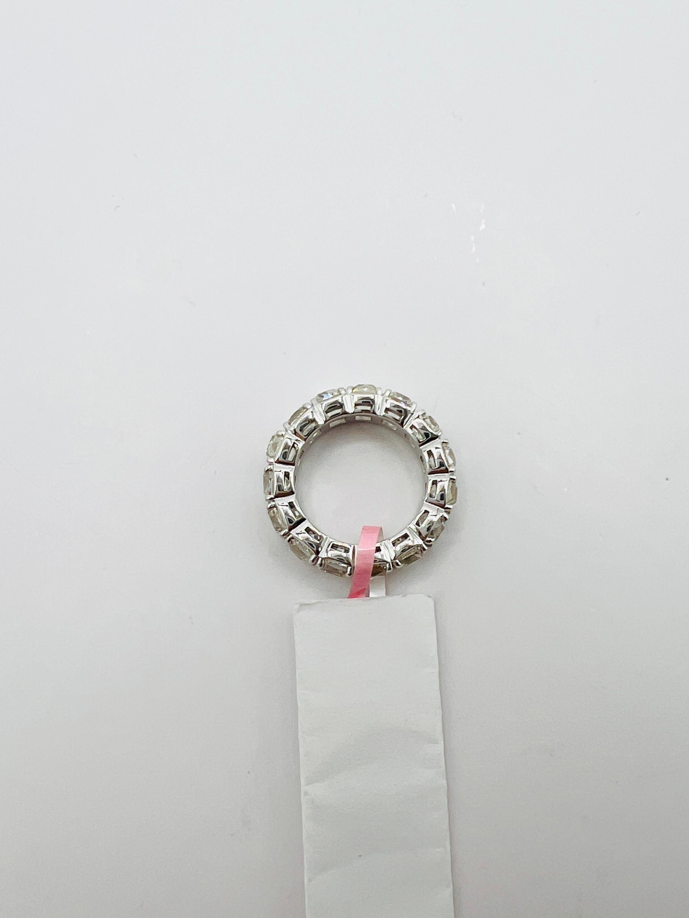 White Diamond Old European Cut Eternity Band Ring in Platinum For Sale 3