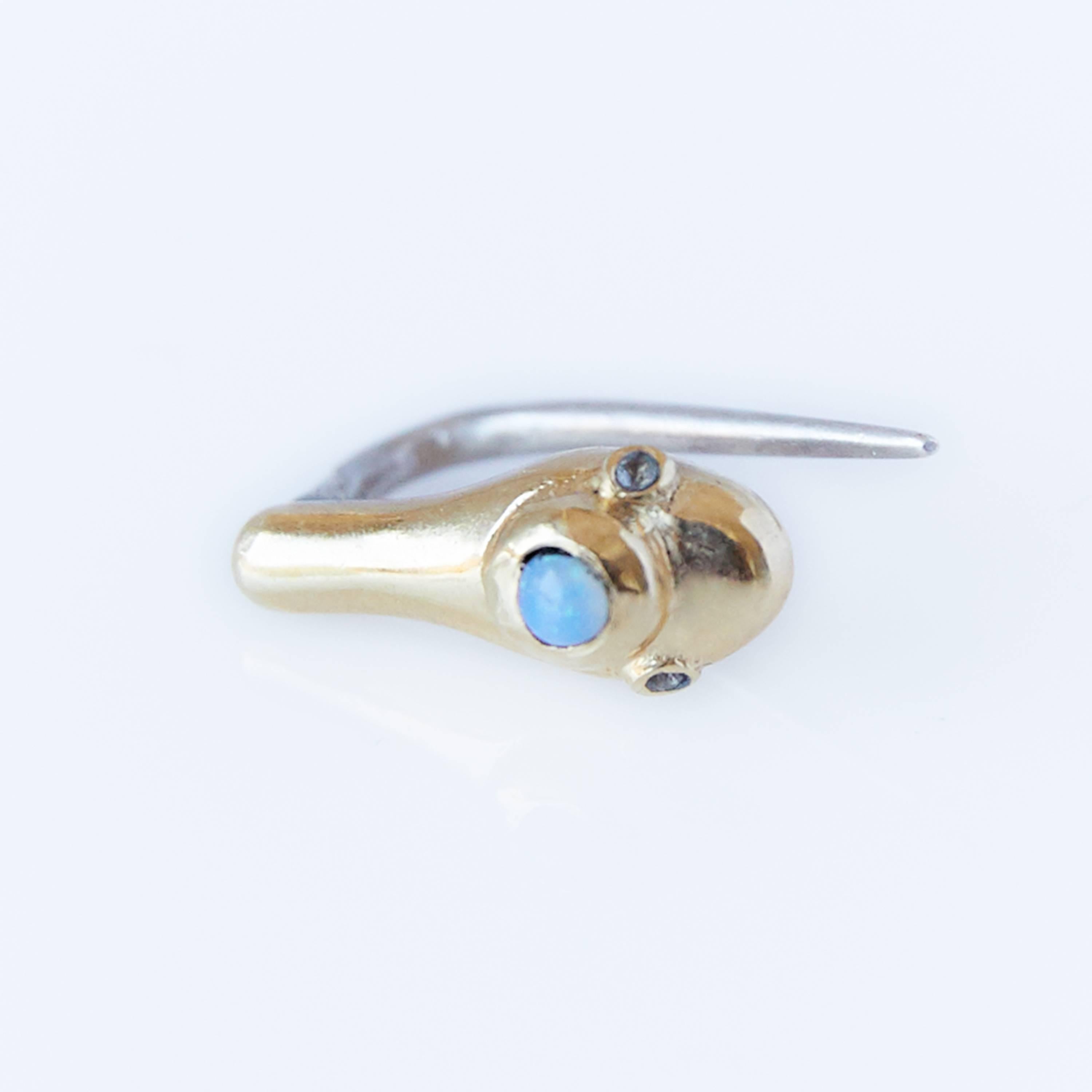 White Diamond Opal Gold Earring Snake Statement Piece Single 

J DAUPHIN 