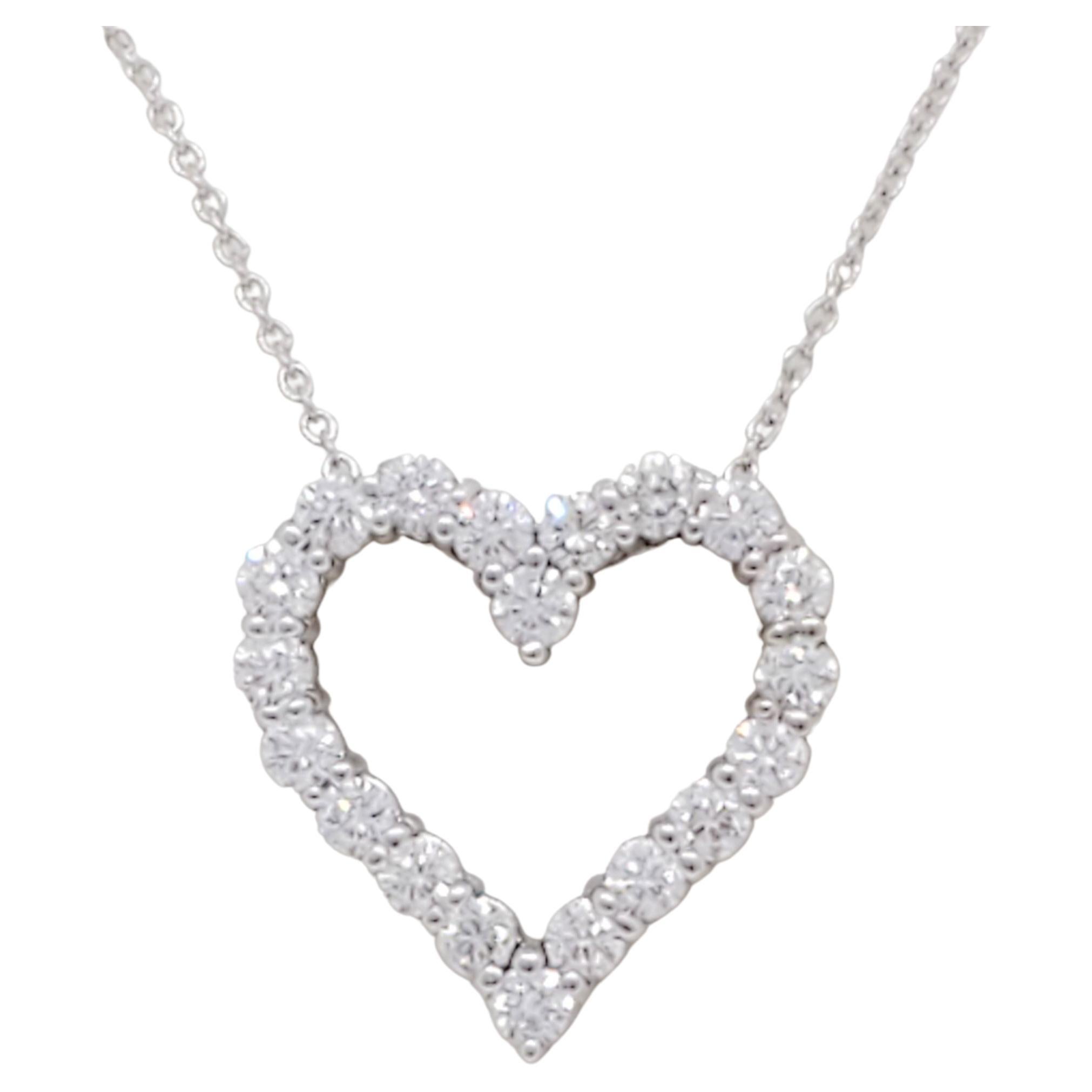 Jane Seymour 14 Karat White Gold and Diamond Open Heart Pendant