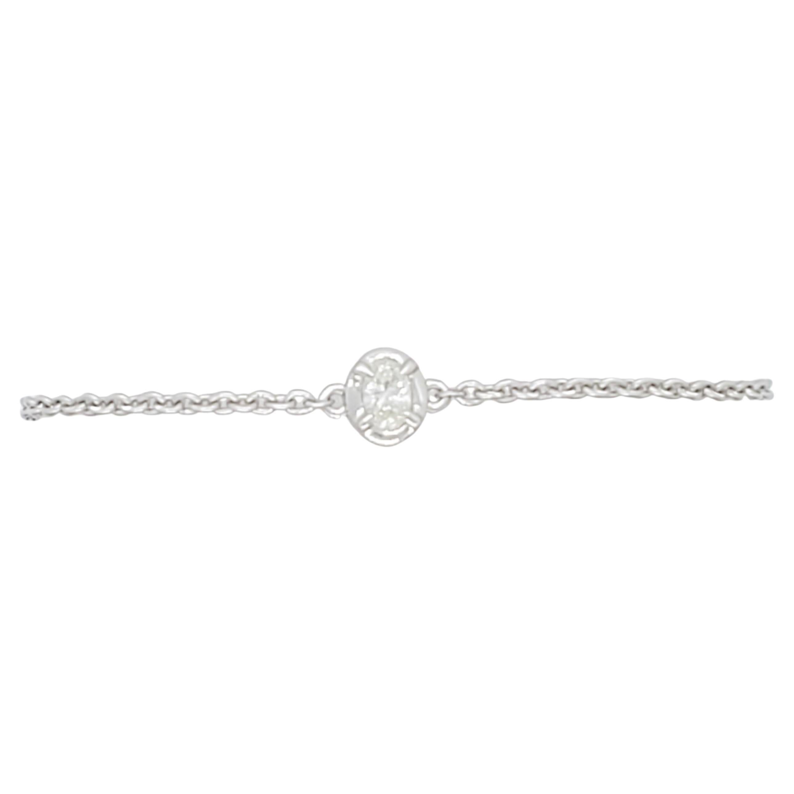 White Diamond Oval Cut Chain Bracelet in 18k White Gold