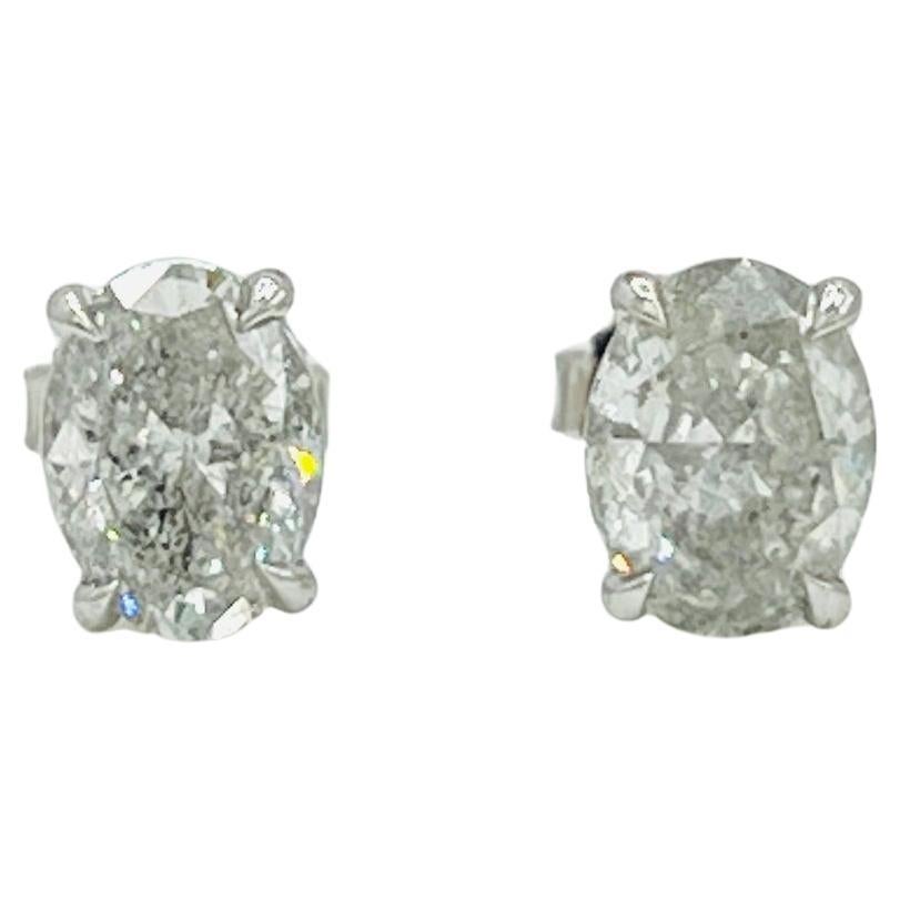 White Diamond Ovals 1.50 Carats Each Martini Stud Earrings in 18K
