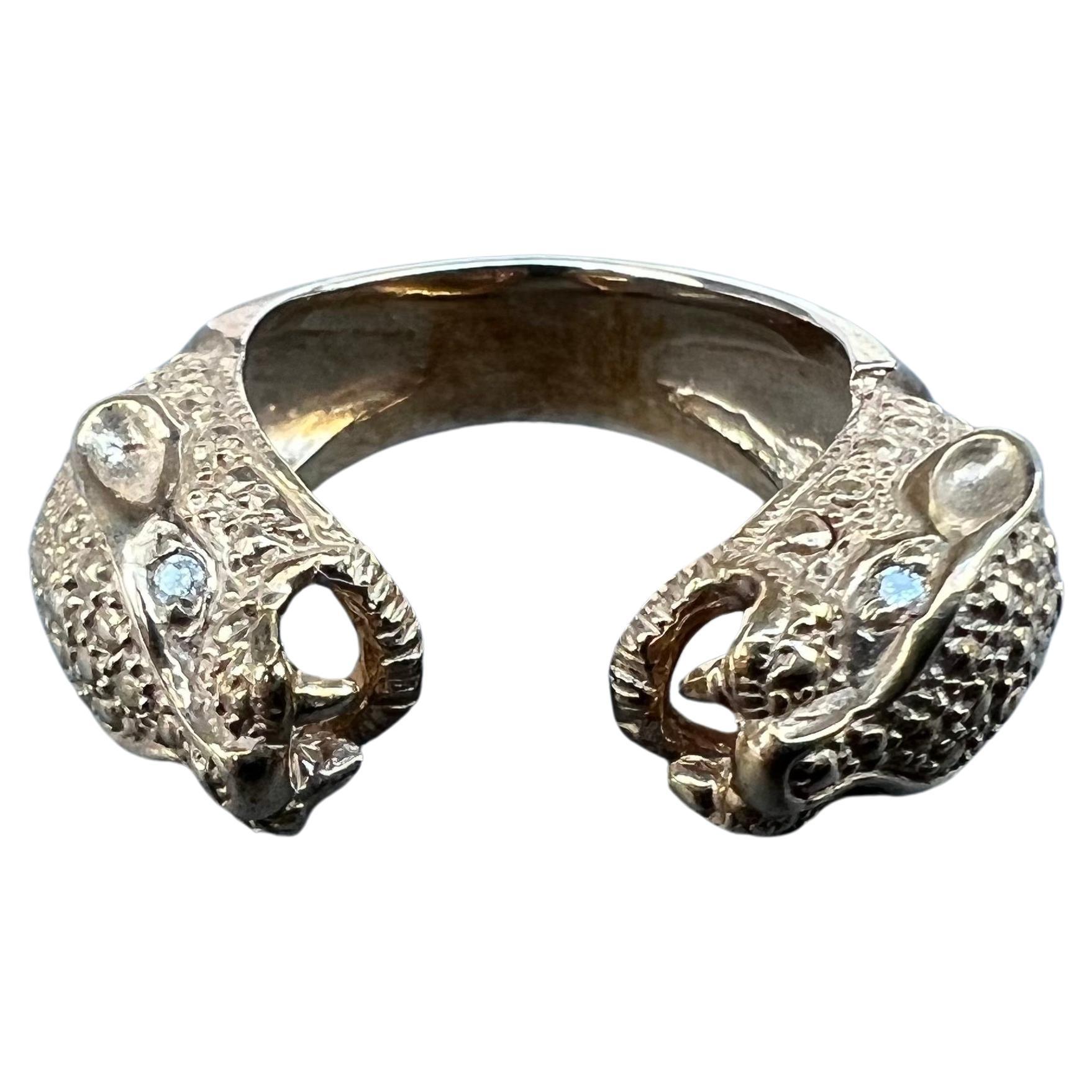 4 pcs Anneau de jaguar en diamant blanc Animal 

J DAUPHIN Ring 