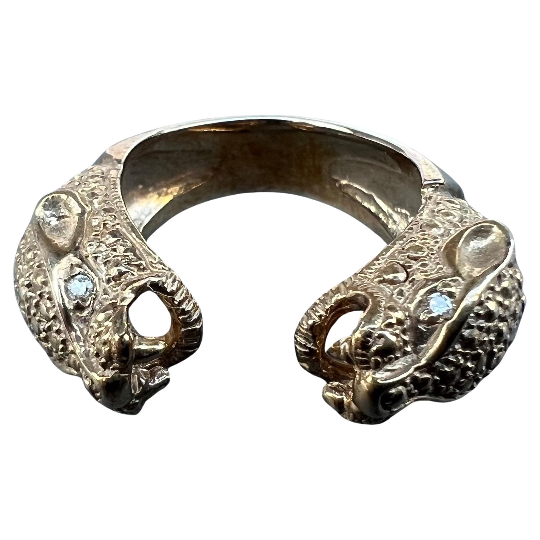 Anillo Diamante Blanco Pantera Jaguar Animal Joyas J DAUPHIN