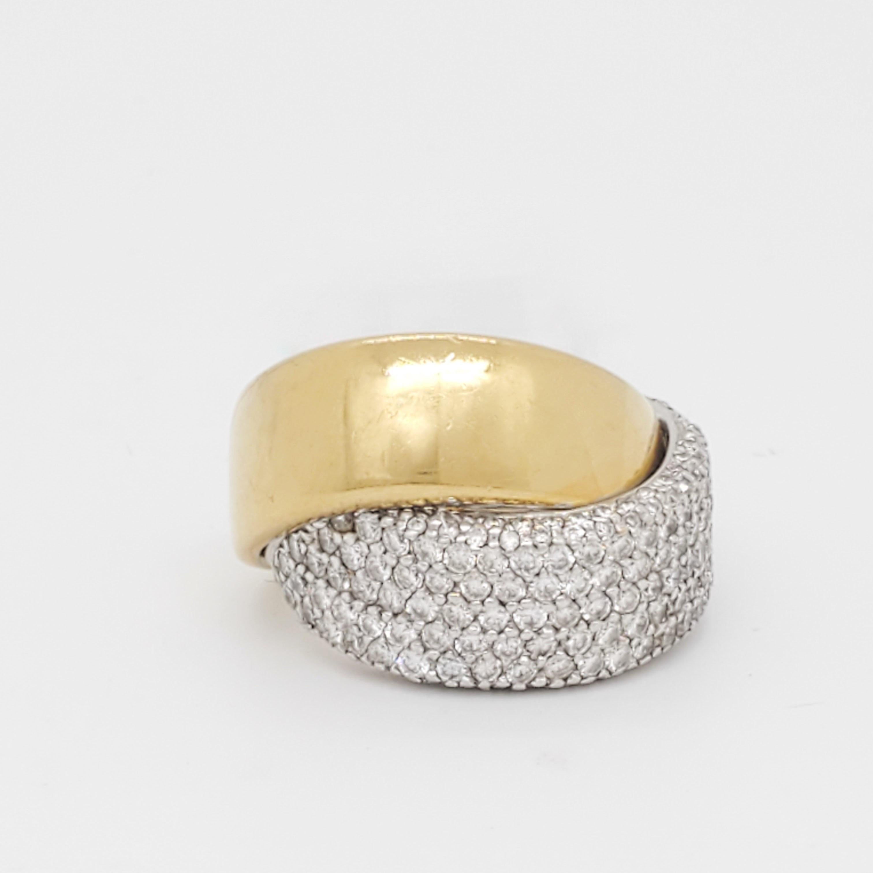 Schöne 1,00 ct. gute Qualität weißer Diamant Pflaster in einem handgefertigten 18k Gelbgold Ring Montage.  Ring Größe 5,5.