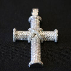 White Diamond Pave Cross Pendant