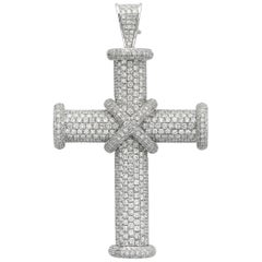 White Diamond Pave Cross Pendant