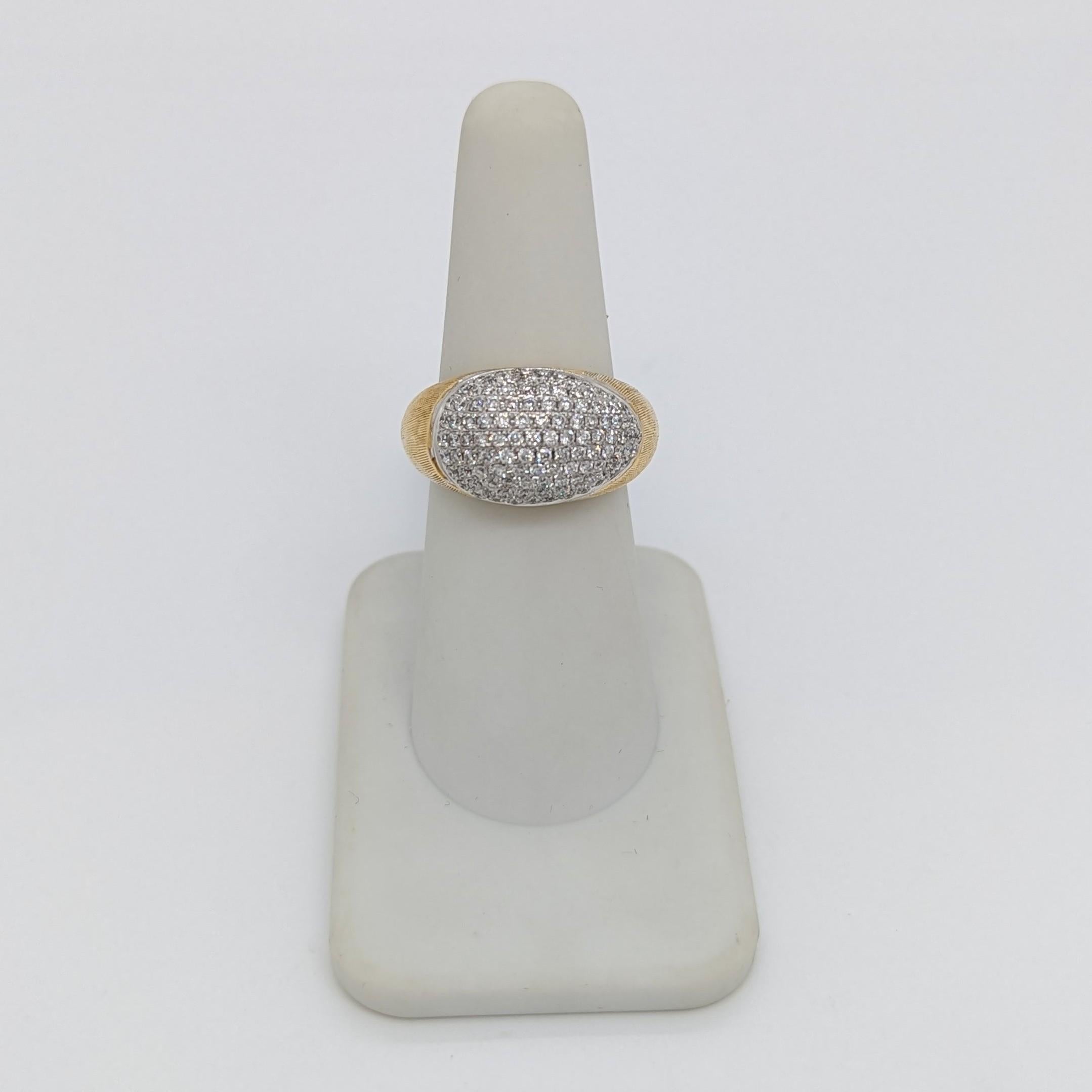 White Diamond Pave Dome Ring in 14K Two Tone Gold In New Condition In Los Angeles, CA