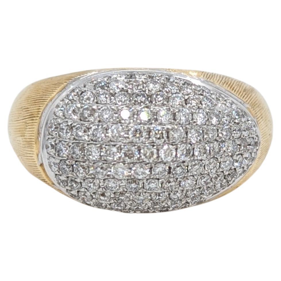 White Diamond Pave Dome Ring in 14K Two Tone Gold