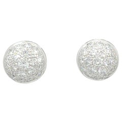 White Diamond Pave Dome Stud Earrings in 14k White Gold