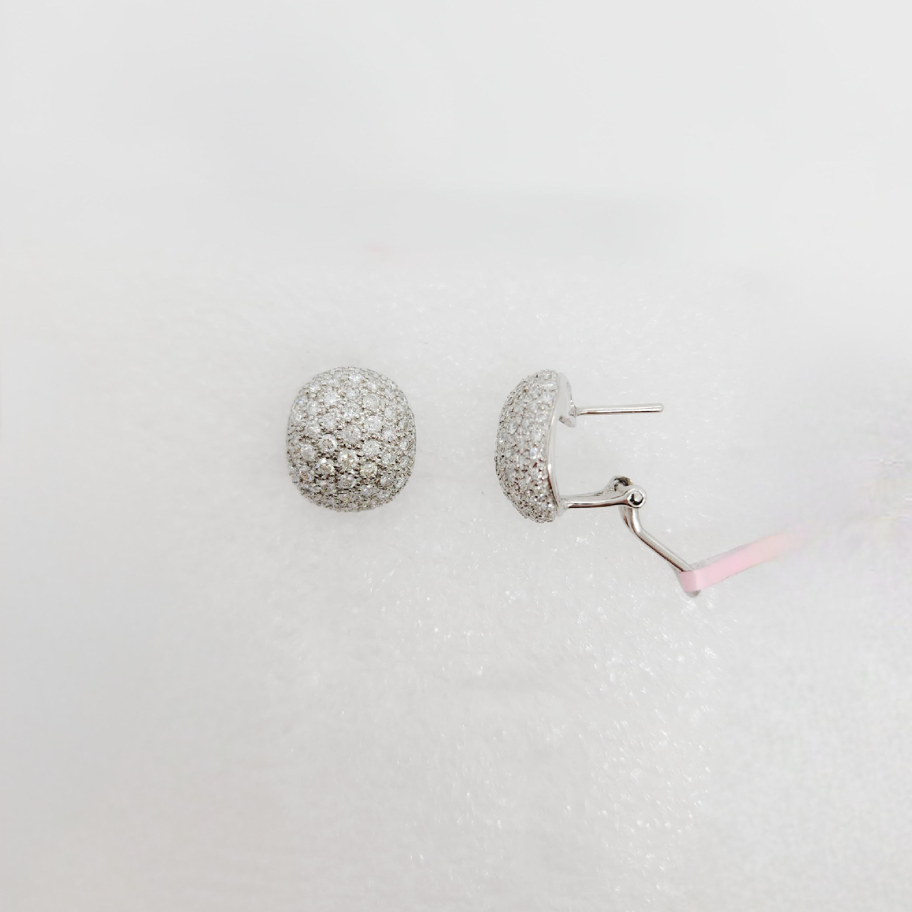 White Diamond Pave Earrings in 18k White Gold For Sale 3