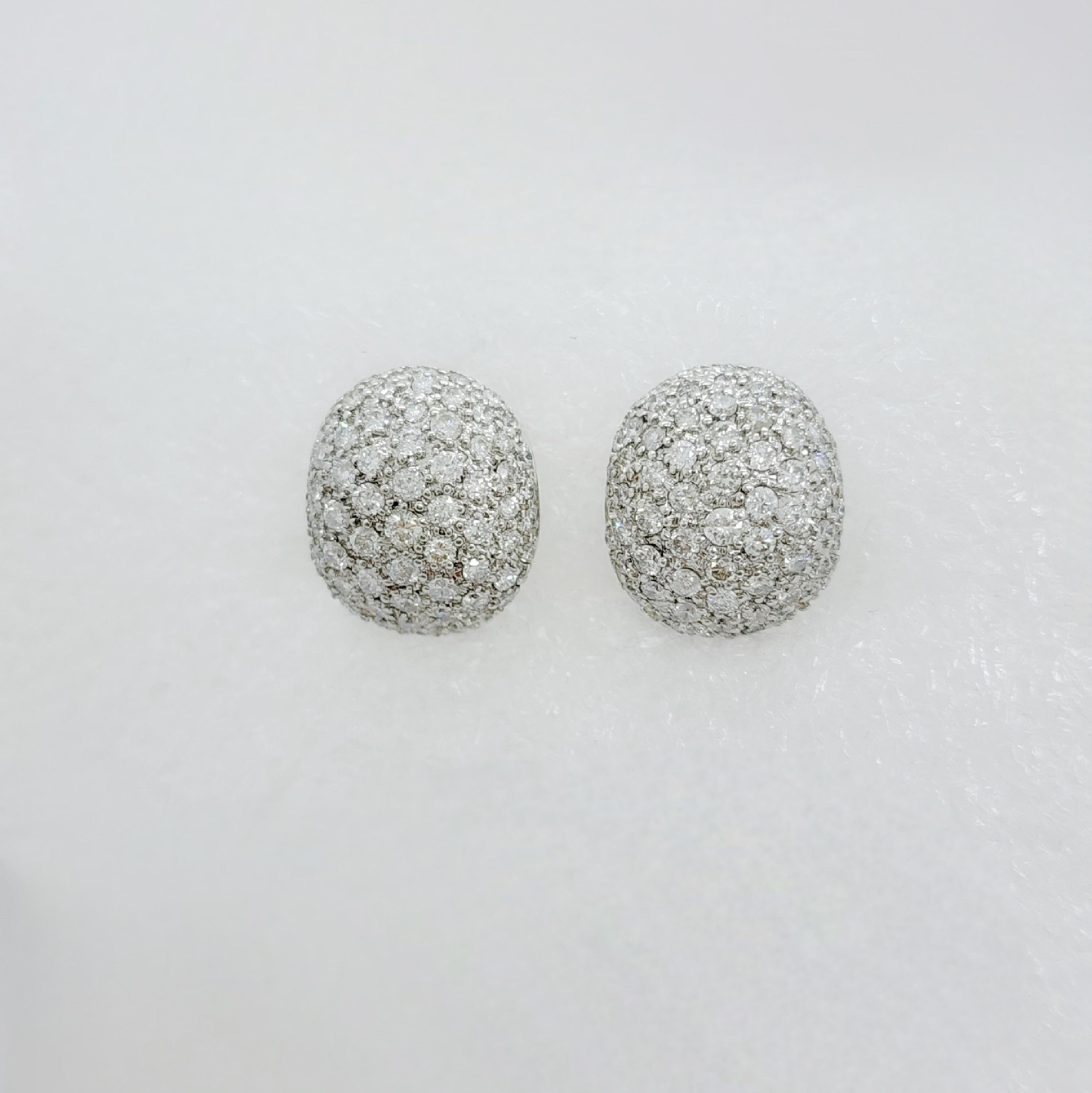 White Diamond Pave Earrings in 18k White Gold For Sale 4