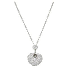 White Diamond Pave Heart Shape Necklace in Platinum