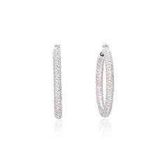 White Diamond Pave Hoops in 18k White Gold