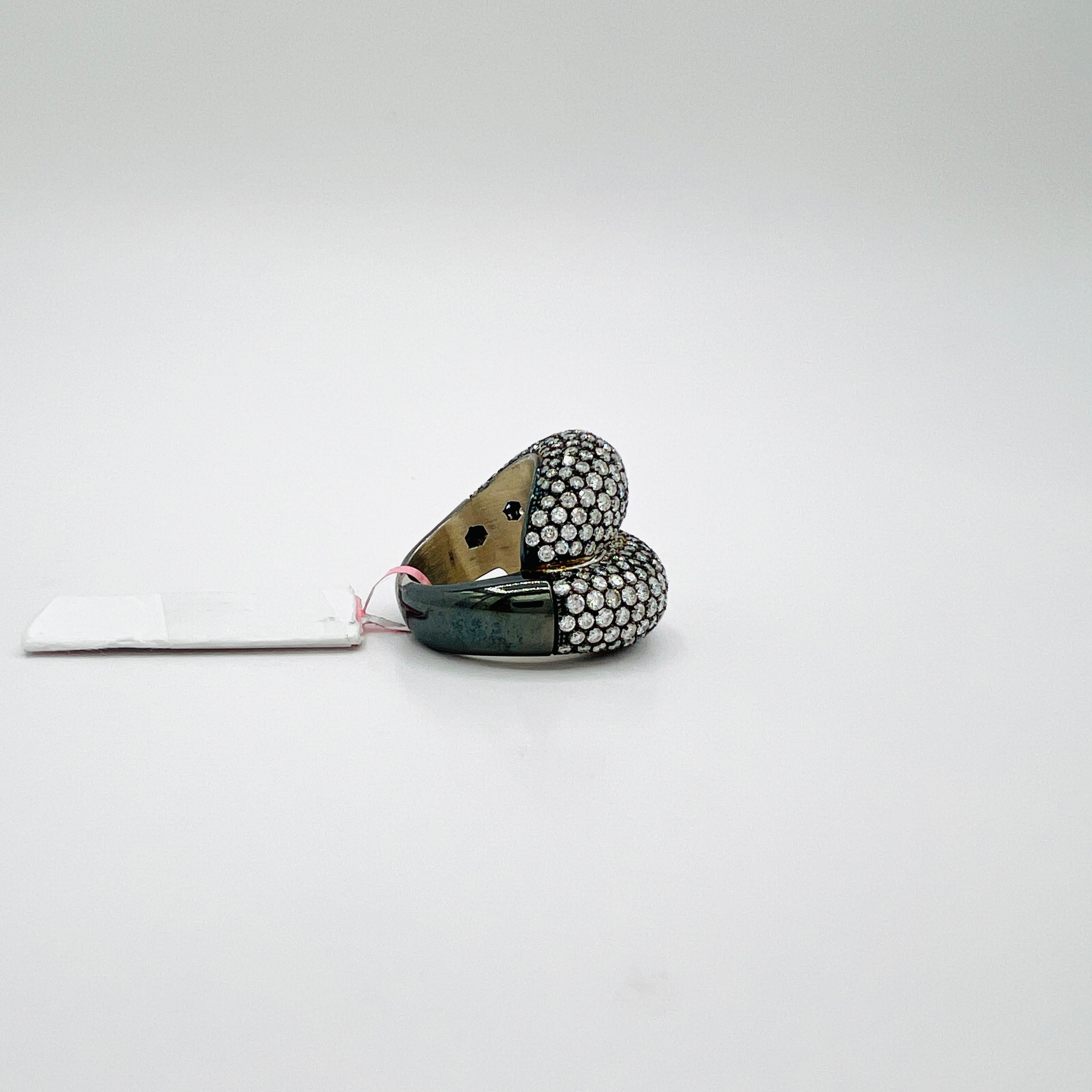 Pave-Ring aus 18 Karat Weißgold mit weißen Diamanten und schwarzem Rhodium für Damen oder Herren