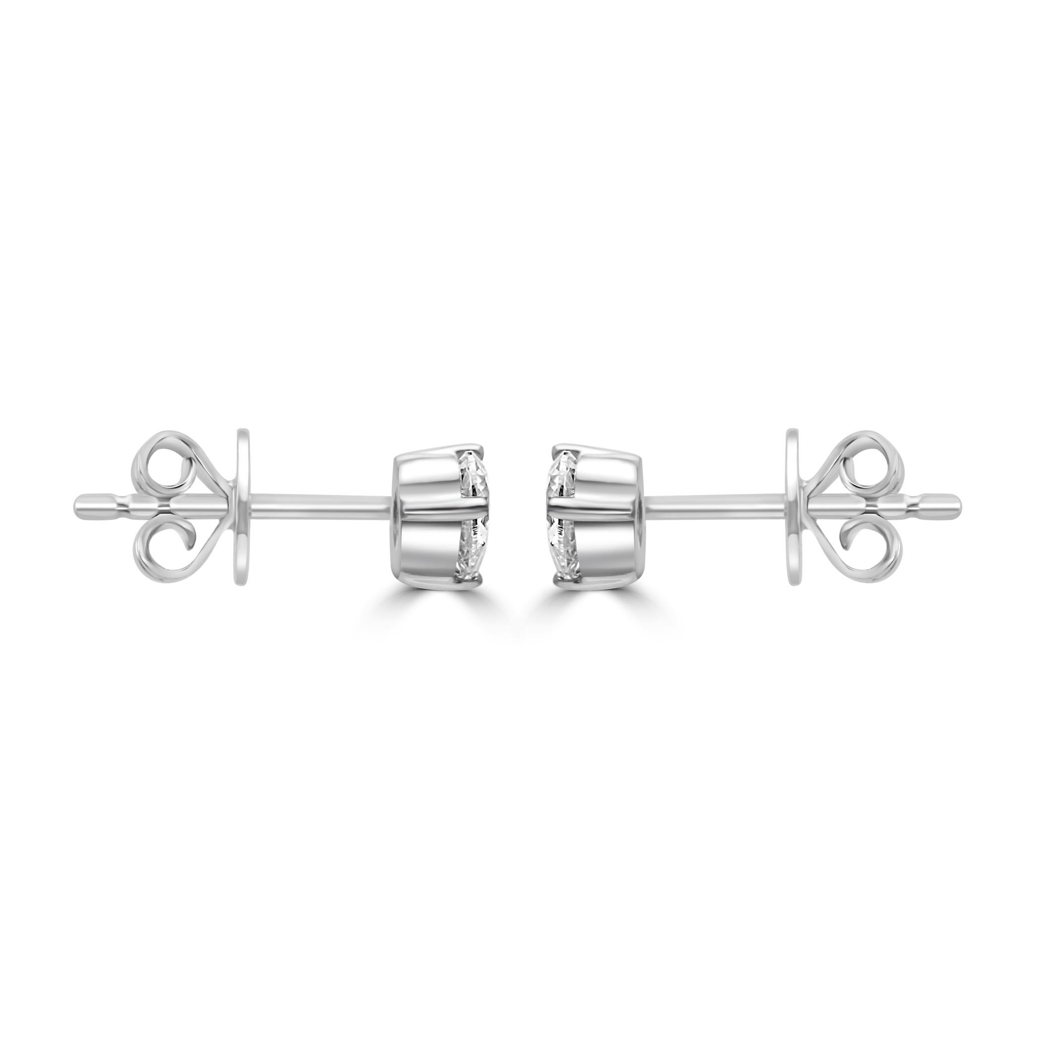 Modern White Diamond Pear 14 Karat White Gold Fancy Fashion Toi Et Moi Stud Earring For Sale