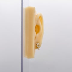 White Diamond Pear Shape Earrings in 14K Yellow Gold