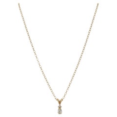 White Diamond Pear Shape Pendant Necklace in 14k Yellow Gold