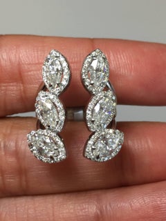 White Diamond Marquis Shape Pinky/Midi Ring in Platinum