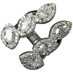 White Diamond Marquis Shape Pinky/Midi Ring in Platinum