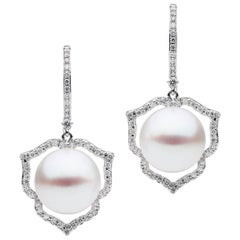 White Diamond Pearl Earrings