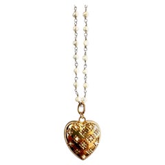 Heart Necklace White Diamond Pearl Rosario Chain J Dauphin
