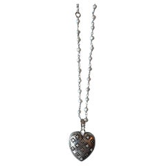 White Diamond Pearl Heart Necklace Rosario Silver J Dauphin