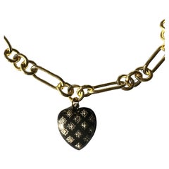 Heart Choker Necklace Diamond Black Enamel Victorian Style